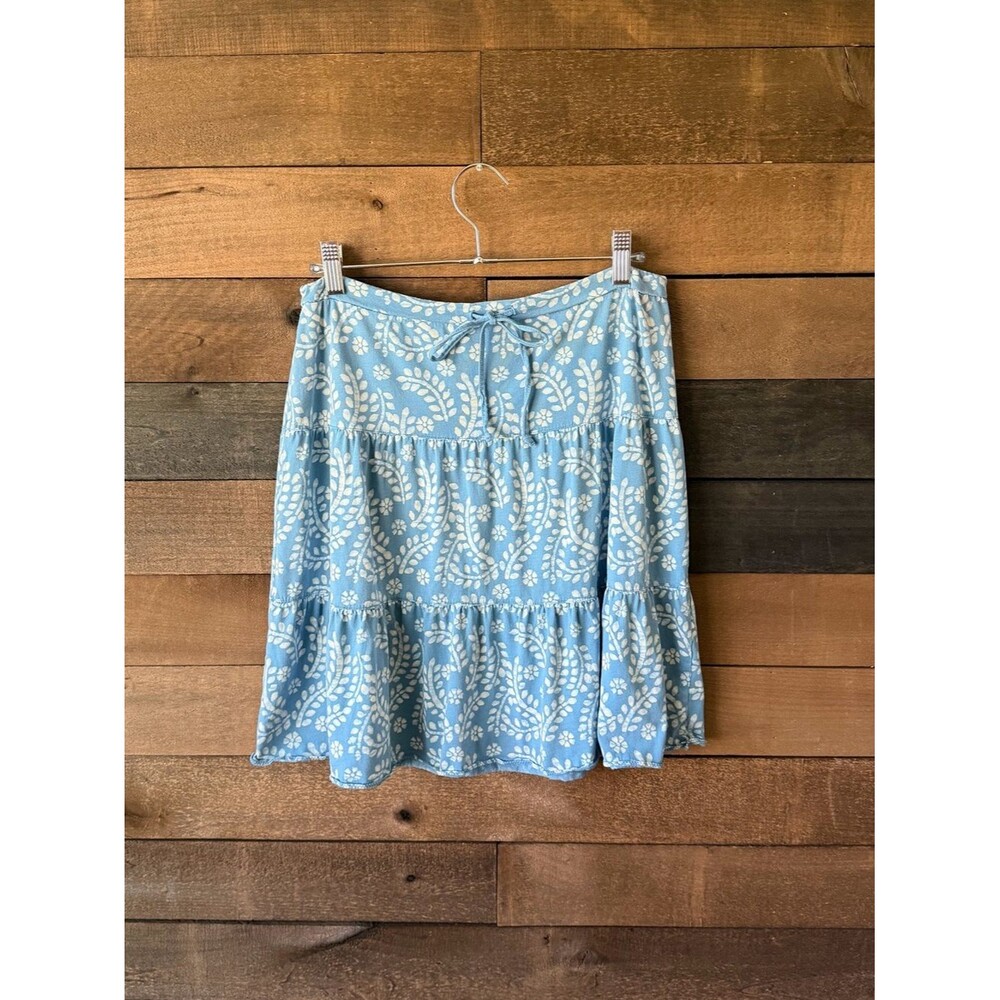 Vintage Blue Floral Tiered Mini Skirt GAP Cottagecore Summer